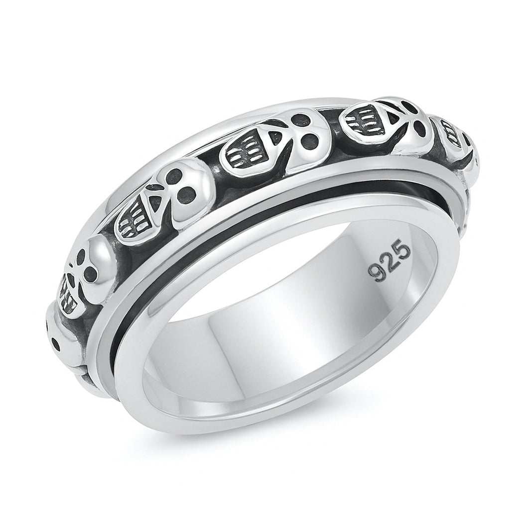 Silver Ring - Spinner - Skull
