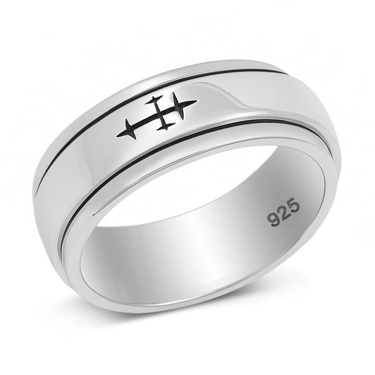 Silver Spinner Ring - Cross