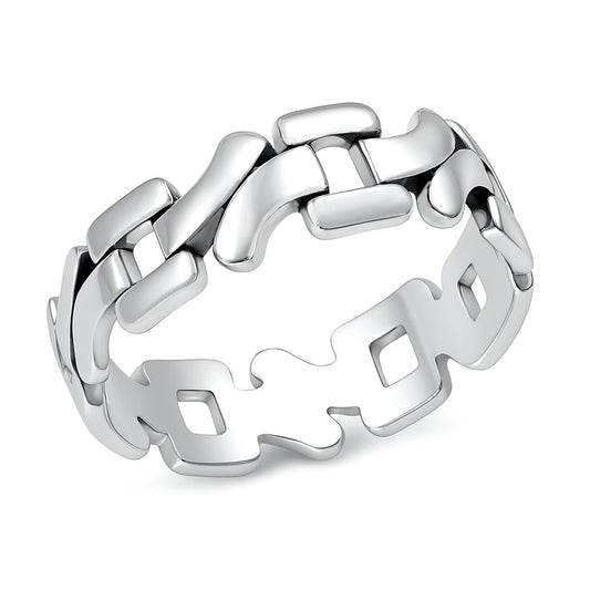 Silver Ring - Chain Link Pattern