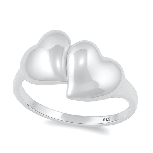 Silver Ring - Double Hearts