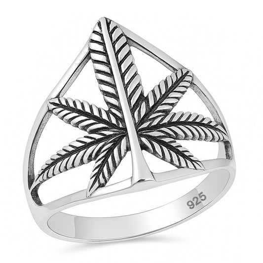 Silver Ring - Marijuana Leaf