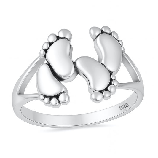 Silver Ring - Baby Footprints