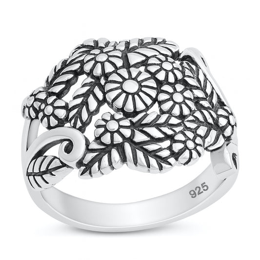 Silver Ring - Flowers