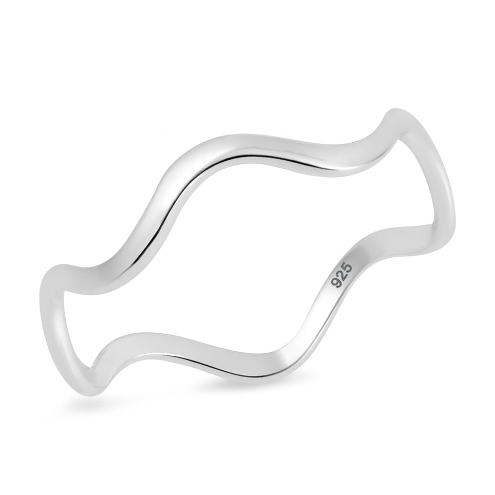 Silver Wave Band Ring
