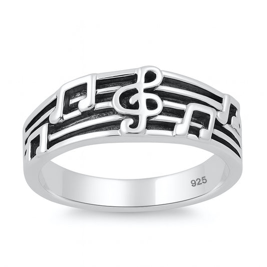 Silver Ring - Music Notes