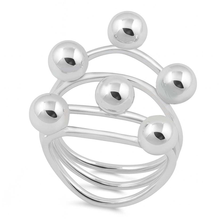 Silver Orbit Ball Ring
