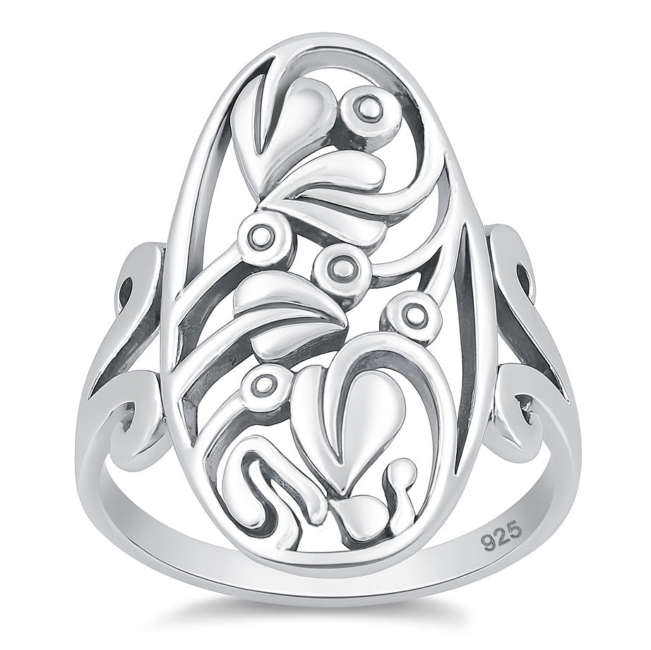 Silver Ring  - Leaf Pattern