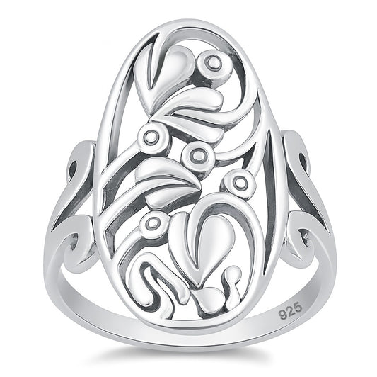 Silver Ring  - Leaf Pattern