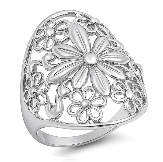 Silver Daisy Lace Ring