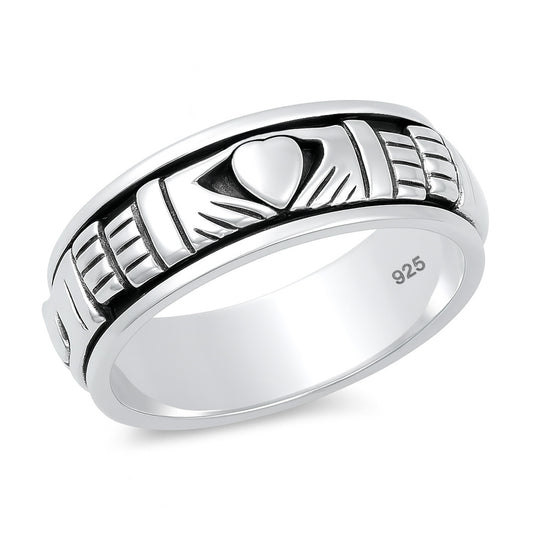 Silver Spinner Claddagh Ring