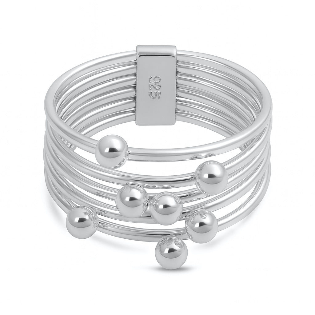Silver Ring - Band with Beads