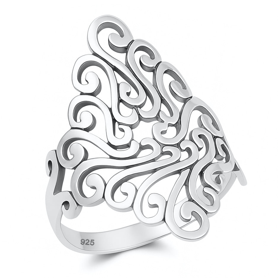 Silver Swirl Design Ring