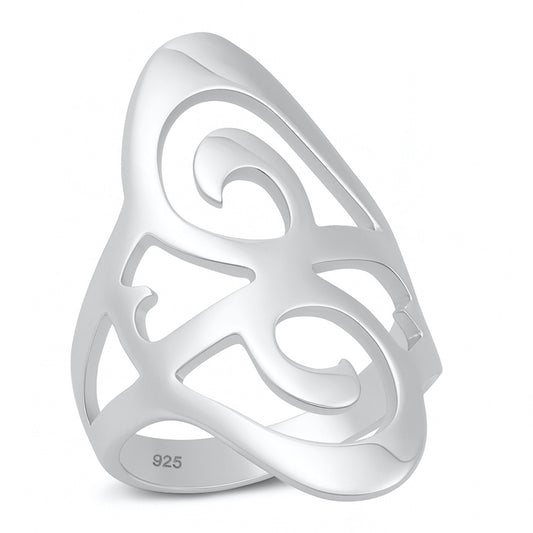 Silver Abstract Swirl Ring