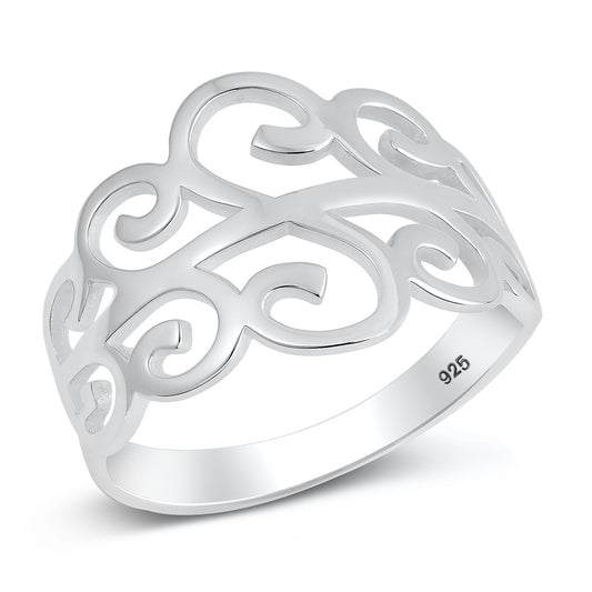 Silver Swirl Pattern Ring