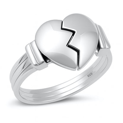 Silver Ring - Open Broken Hearts