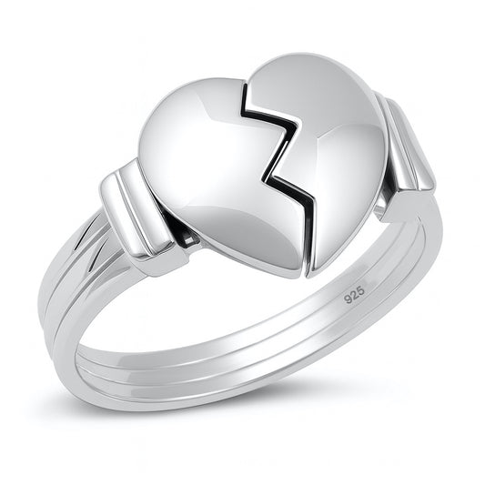 Silver Ring - Open Broken Hearts