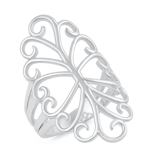 Silver Ring Openwork Swirl Ring