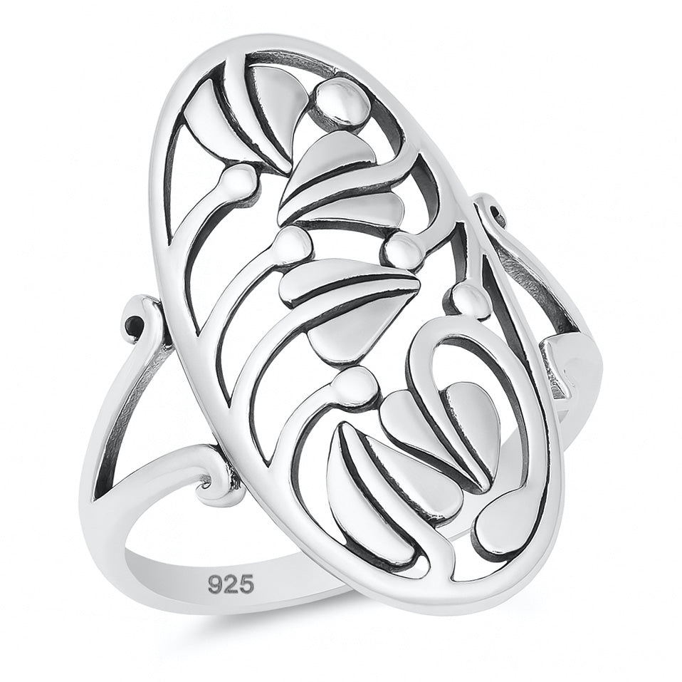 Silver Filigree Leaf Ring