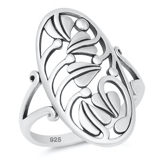 Silver Filigree Leaf Ring
