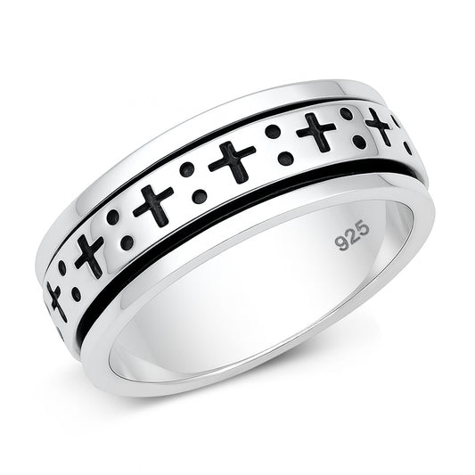 Silver Spinner Ring - Cross