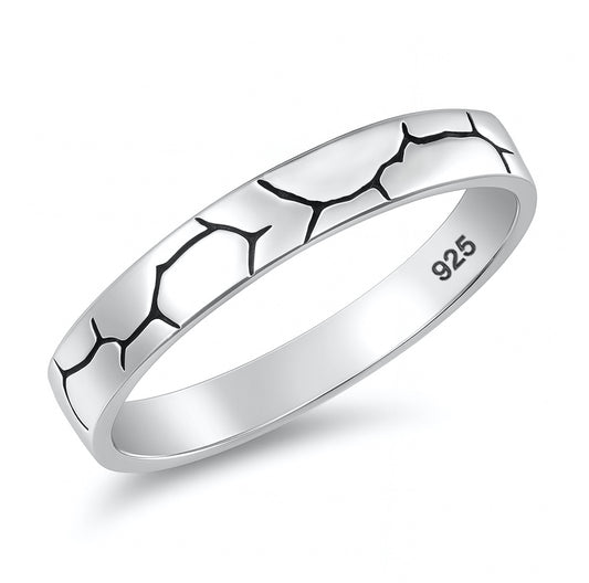 Silver Cracked Pattern Ring