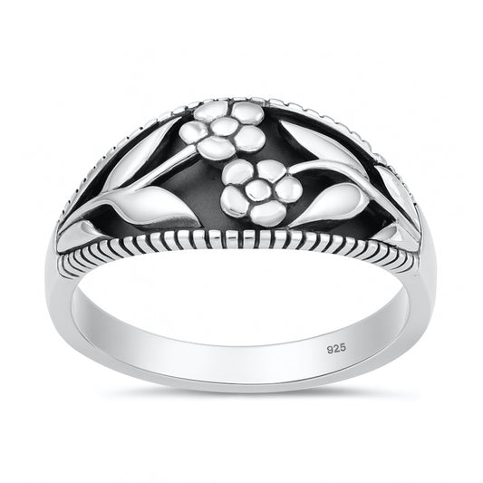 Silver Ring - Flowers