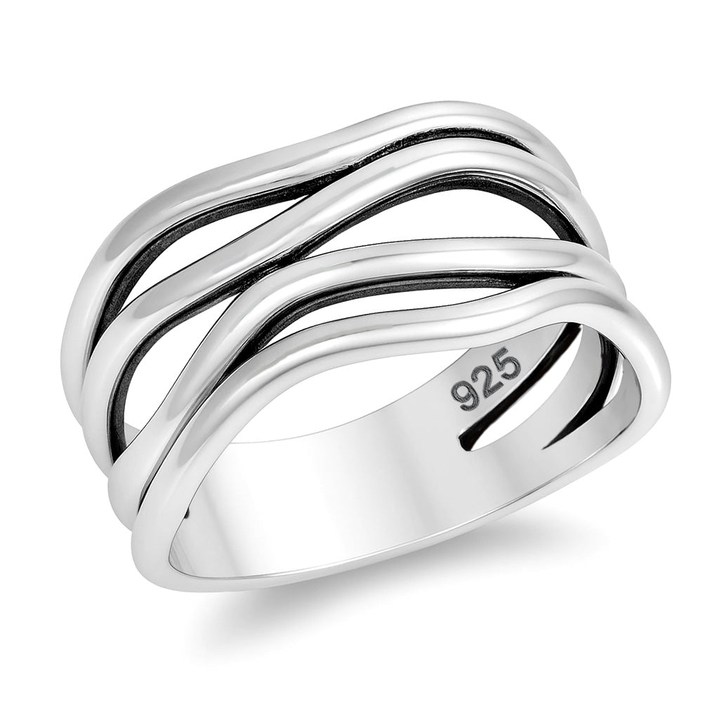 Silver Wave Band Ring