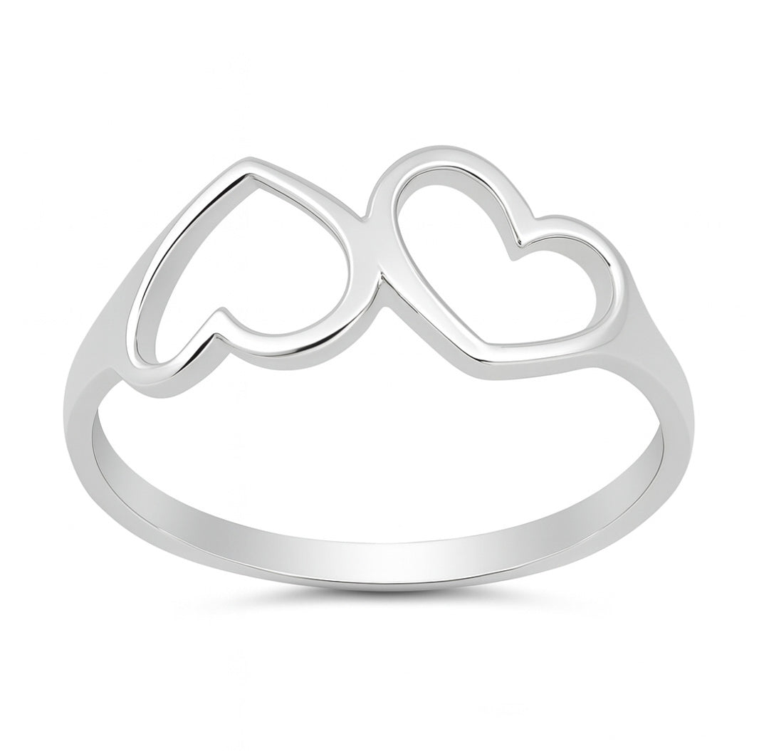 Silver Double Heart Ring