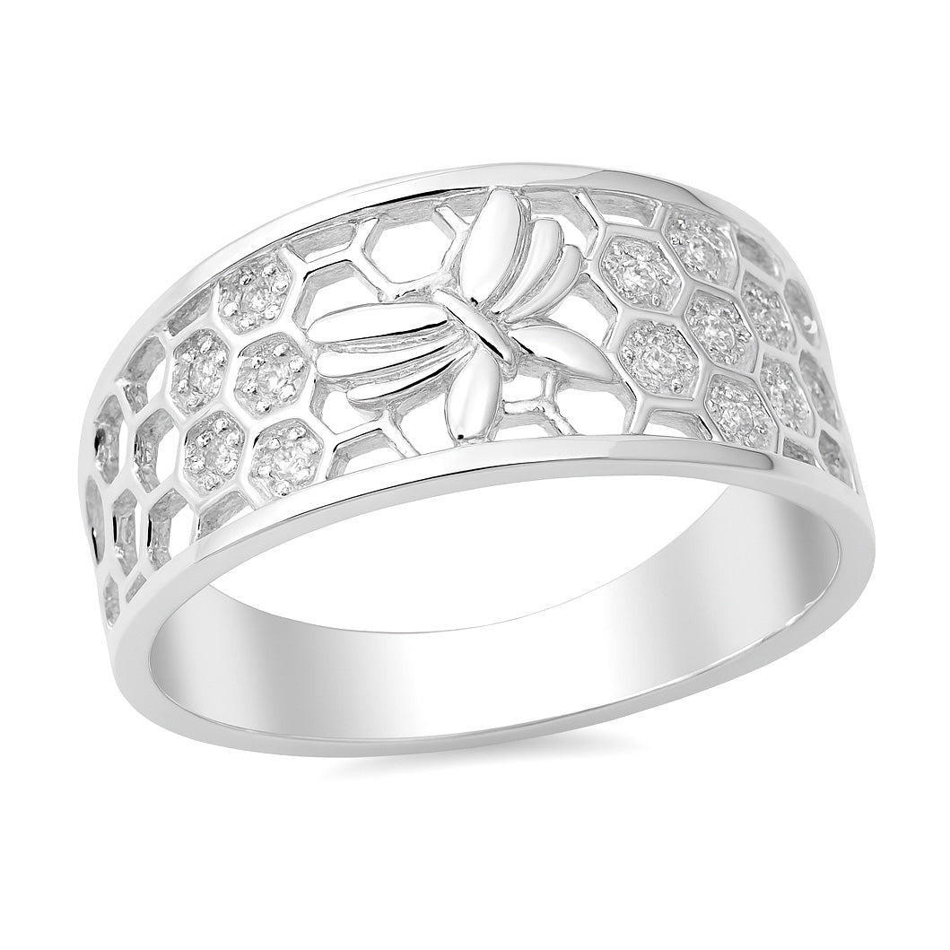 Silver CZ Ring - Butterfly