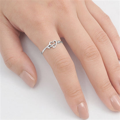 Silver Ring - Heart w/ Arrow