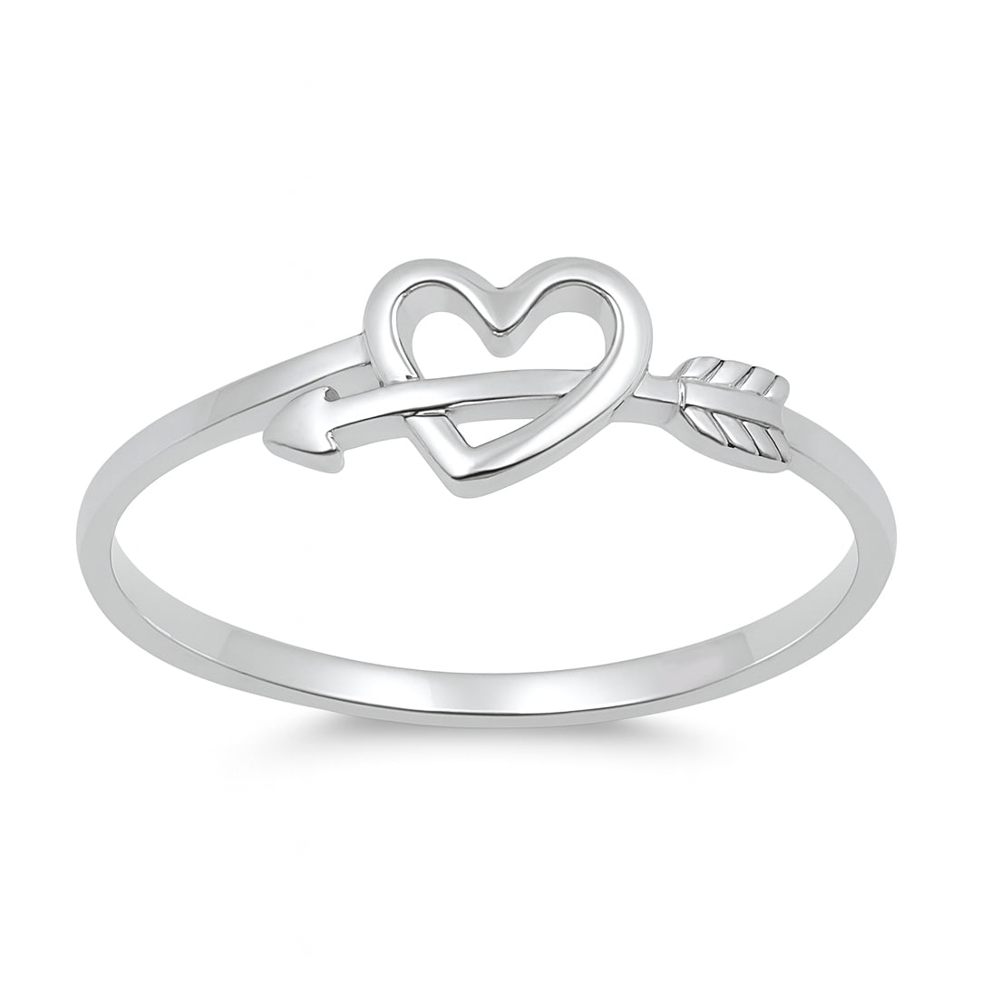 Silver Ring - Heart w/ Arrow