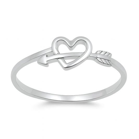 Silver Ring - Heart w/ Arrow