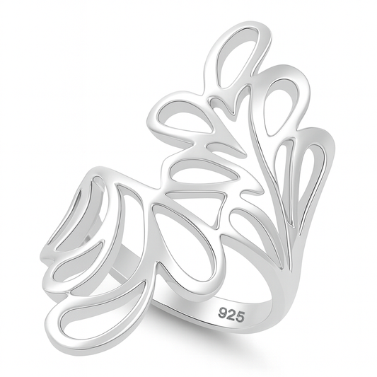 Silver Ring - Tropical Leaf