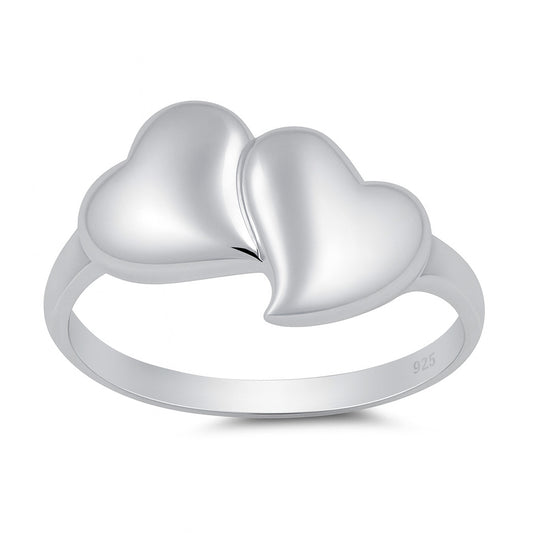 Silver Ring - Double Heart