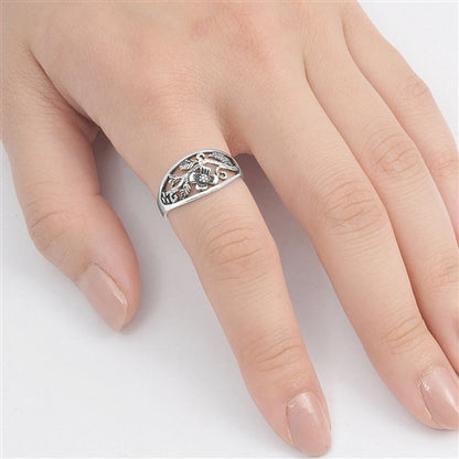 Silver floral Signet Ring