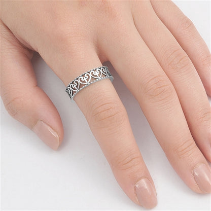 Silver Ring - Heart w/ Cross