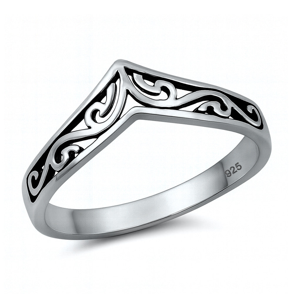Silver Ring - Filigree V-Shape