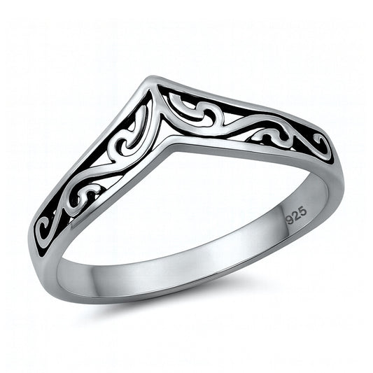 Silver Ring - Filigree V-Shape