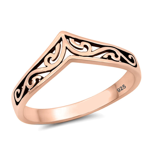 Silver Ring - Filigree V Shape