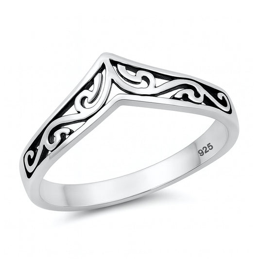 Silver Ring - Filigree V-Shaped