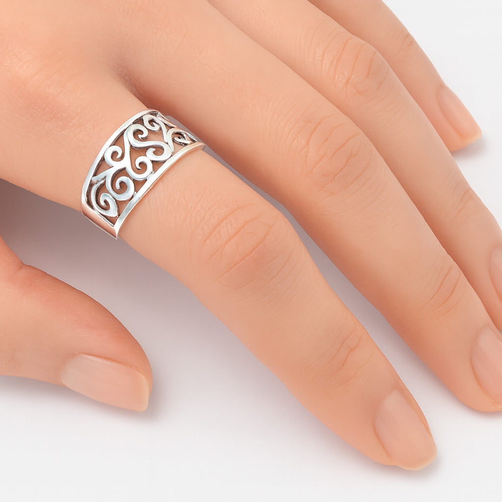Silver Filigree Swirl Ring