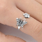 Silver Ring - Butterfly & Flower