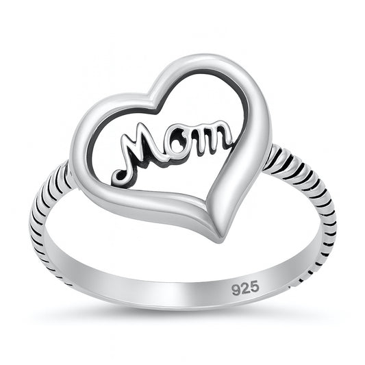Silver Ring - Heart/Mom