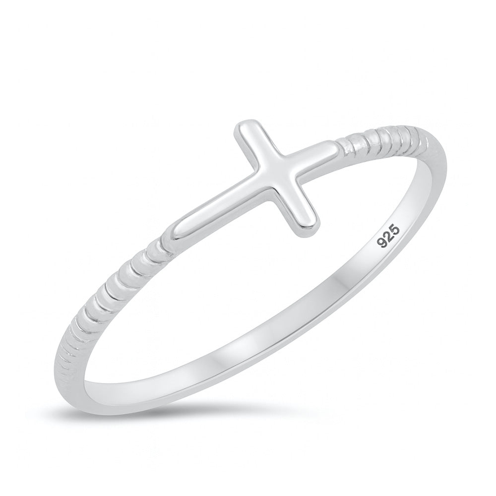 Silver Ring - Sideway Cross