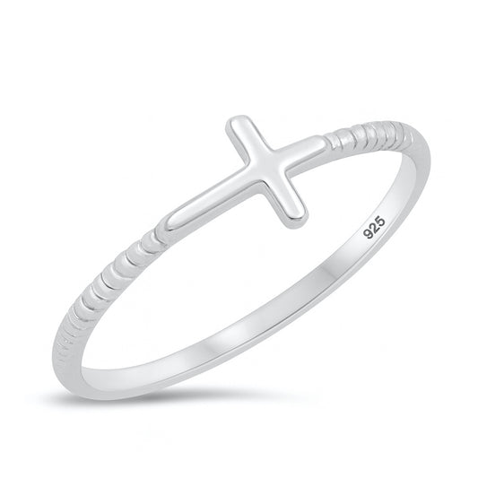 Silver Ring - Sideway Cross