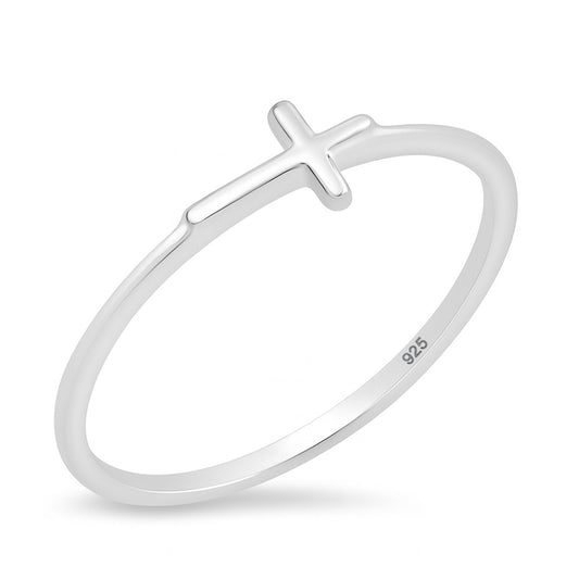Silver Ring - Sideway Cross