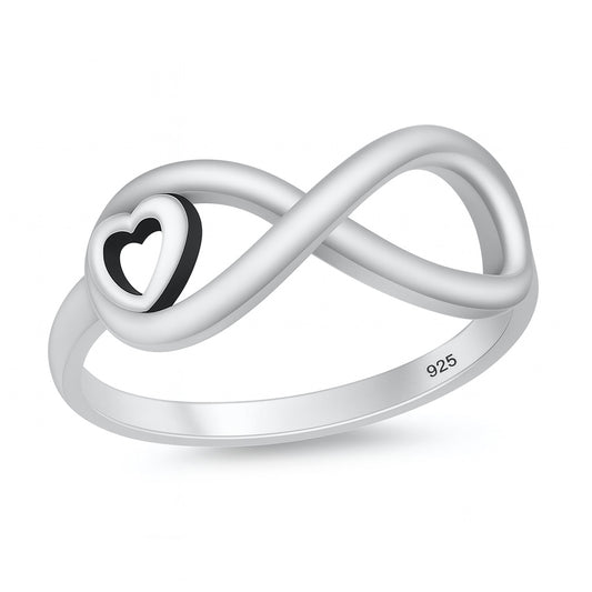 Silver Ring - Heart Loop Infinity Sign