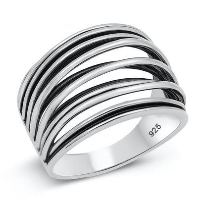 Silver Multi-Stripe Band Ring