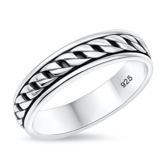 Silver Link Chain Spinner Ring
