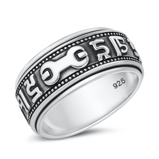 Silver Greek Key Spinner Ring
